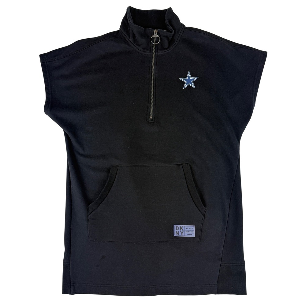 DKNY Sport Quarter Zip Pullover Womens XL Black Dallas Cowboys Sleeveless Star